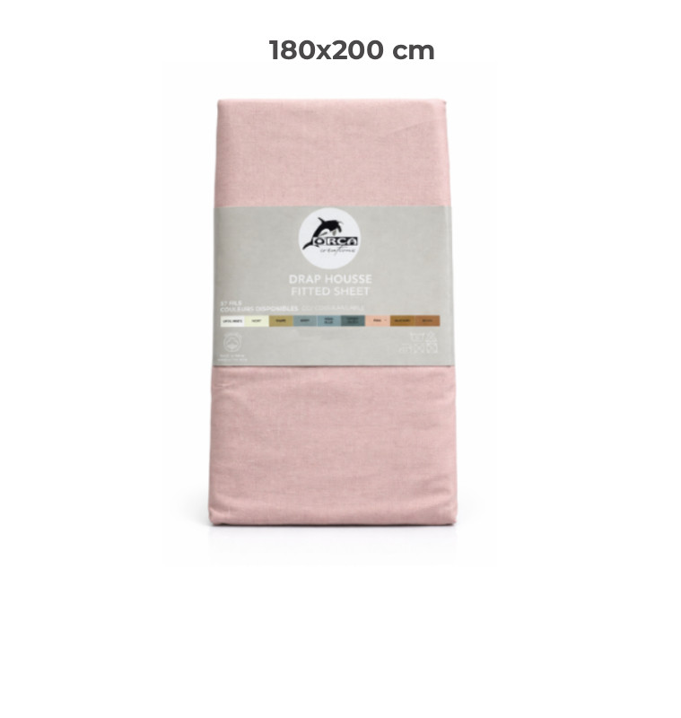 Drap housse 180 x 200 cm 100 % coton 57 fils rose | Linge de lit , Dakar, Sénégal