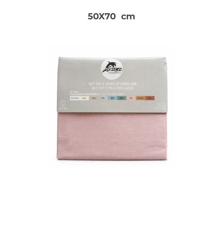 Set de 2 taies d’oreiller 50 x 70 cm 100 % coton 57 fils rose | Linge de lit , Dakar, Sénégal