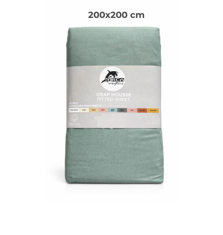 Drap housse 200 x 200 cm 100 % coton 57 fils vert forest | Linge de lit , Dakar, Sénégal