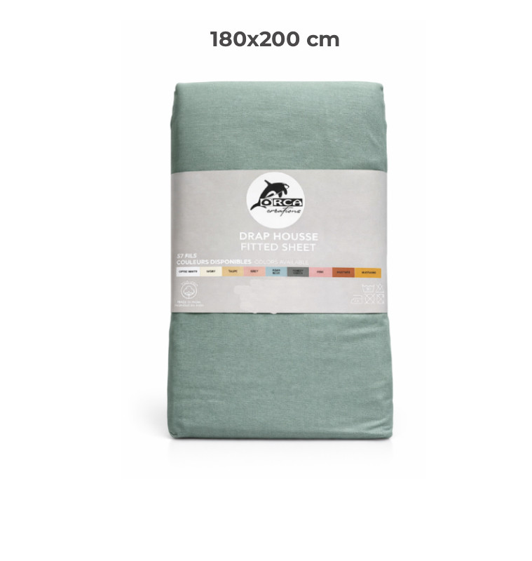 Drap housse 180 x 200 cm 100 % coton 57 fils vert forest | Linge de lit , Dakar, Sénégal