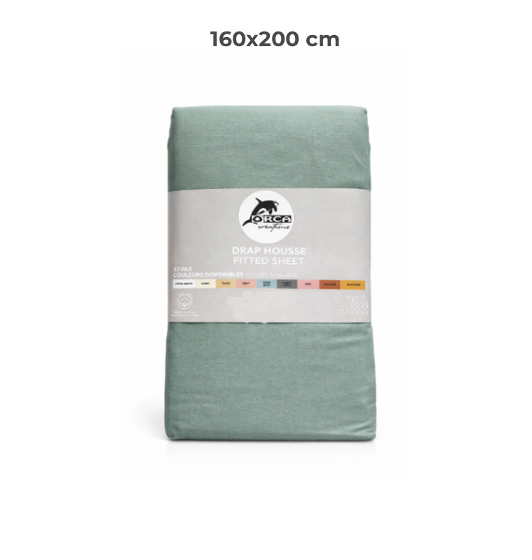 Drap housse 160 x 200 cm 100 % coton 57 fils vert forest | Linge de lit , Dakar, Sénégal