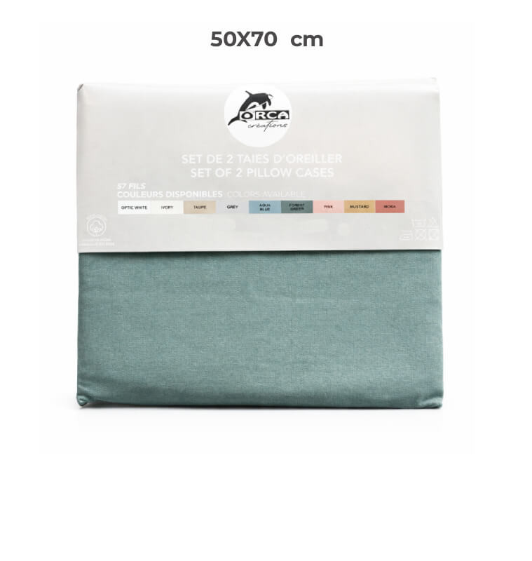 Set de 2 taies d’oreiller 50 x 70 cm 100 % coton 57 fils vert forest | Linge de lit , Dakar, Sénégal