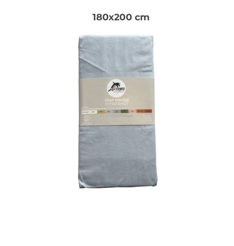 Drap housse 180 x 200 cm 100 % coton 57 fils bleu aqua | Linge de lit , Dakar, Sénégal