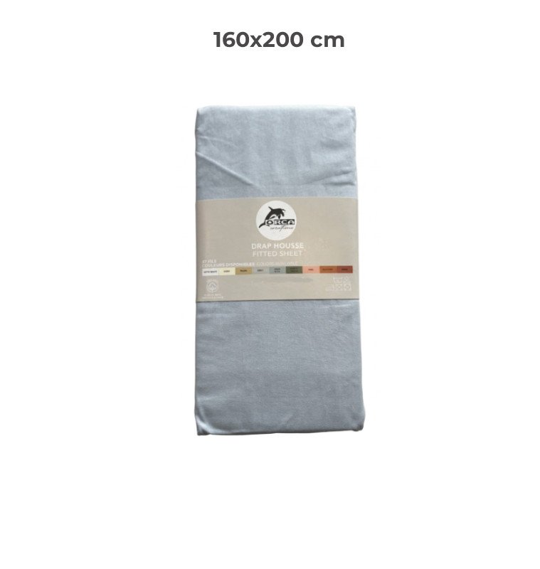 Drap housse 160 x 200 cm 100 % coton 57 fils bleu aqua | Linge de lit , Dakar, Sénégal