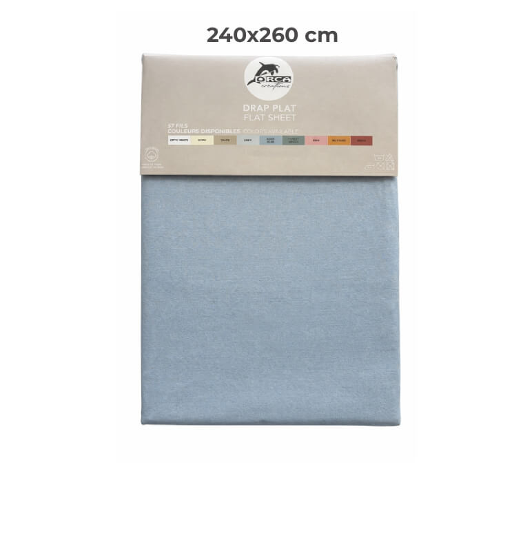 Drap plat 240 x 300 cm 100 % coton 57 fils bleu aqua | Linge de lit , Dakar, Sénégal