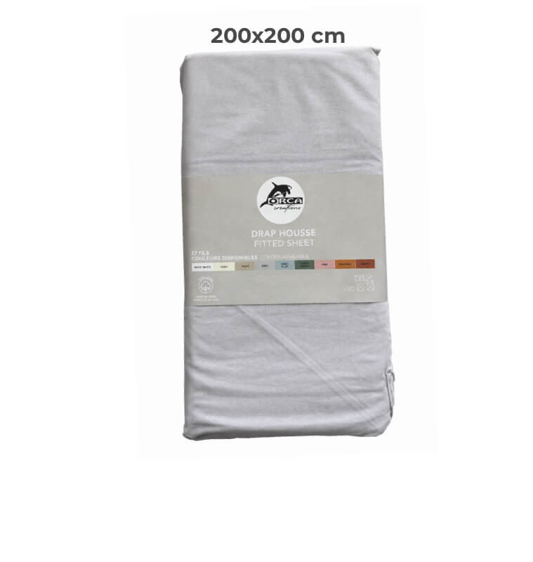 Drap housse 200 x 200 cm 100 % coton 57 fils gris | Linge de lit , Dakar, Sénégal