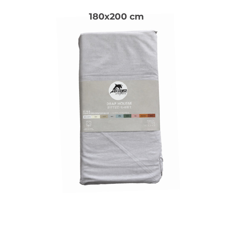 Drap housse 180 x 200 cm 100 % coton 57 fils gris | Linge de lit , Dakar, Sénégal