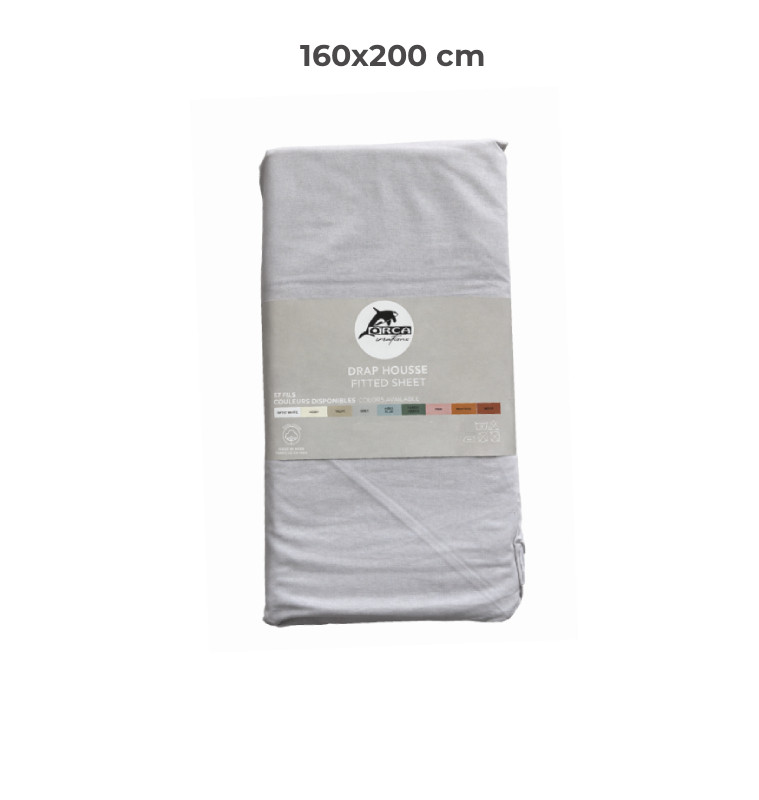 Drap housse 160 x 200 cm 100 % coton 57 fils gris | Linge de lit , Dakar, Sénégal