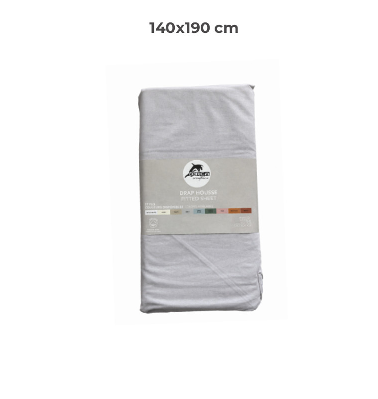 Drap housse 140 x 190 cm 100 % coton 57 fils gris | Linge de lit , Dakar, Sénégal