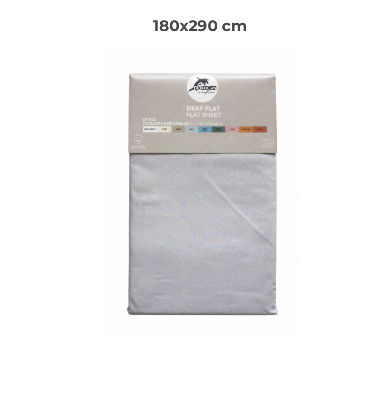 Drap plat 180 x 290 cm 100 % coton 57 fils gris | Linge de lit , Dakar, Sénégal