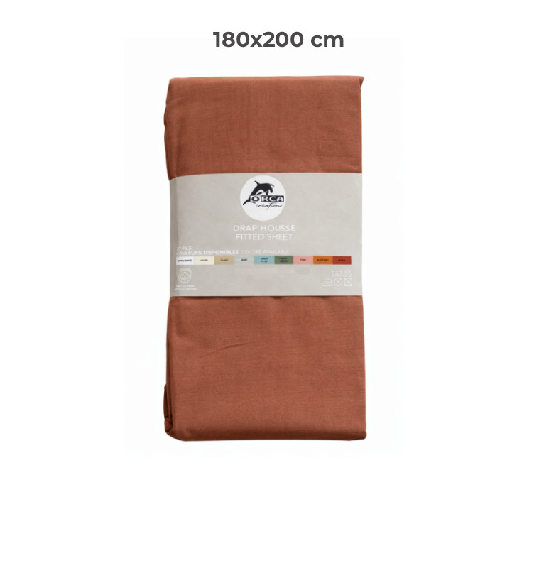 Drap housse 180 x 200 cm 100 % coton 57 fils moka | Linge de lit , Dakar, Sénégal