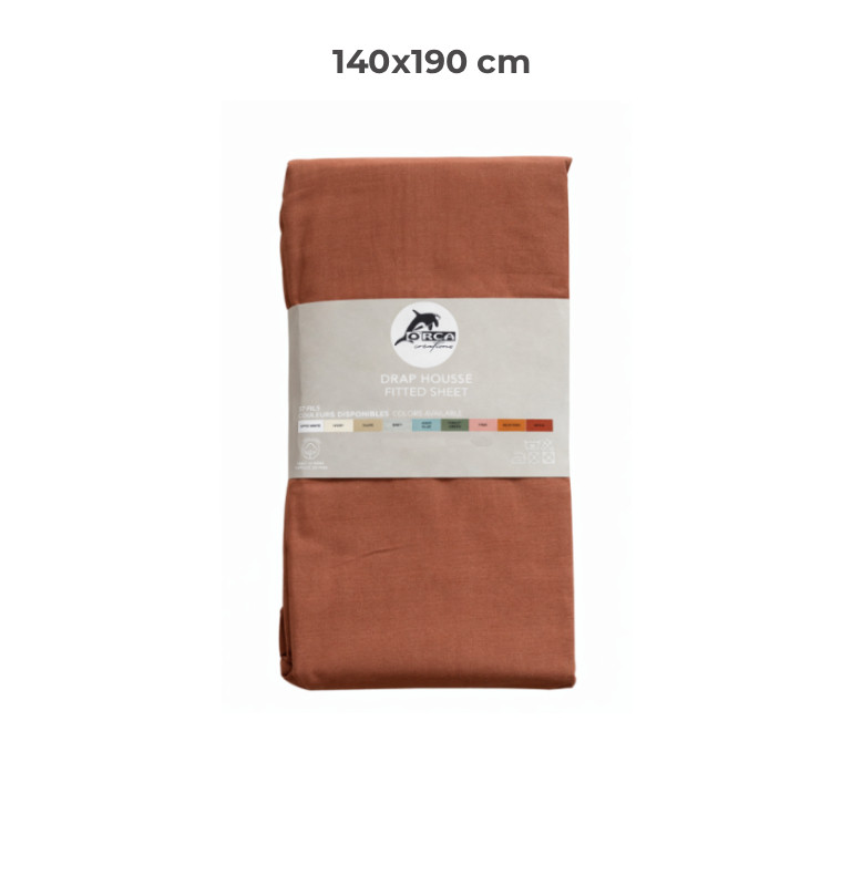 Drap housse 140 x 190 cm 100 % coton 57 fils moka | Linge de lit , Dakar, Sénégal