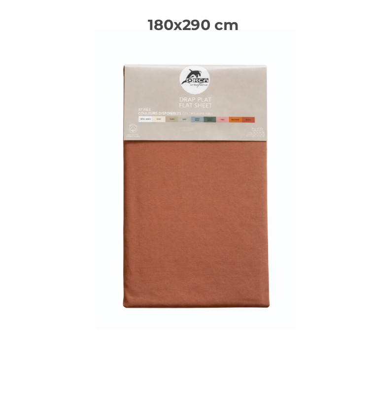 Drap plat 180 x 290 cm 100 % coton 57 fils moka | Linge de lit , Dakar, Sénégal