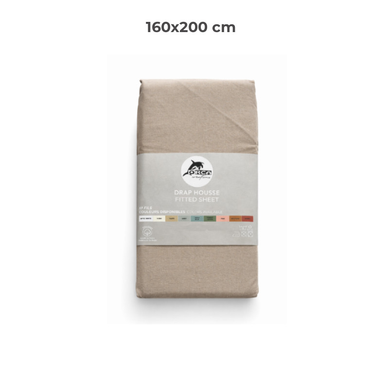 Drap housse 160 x 200 cm 100 % coton 57 fils taupe | Linge de lit , Dakar, Sénégal