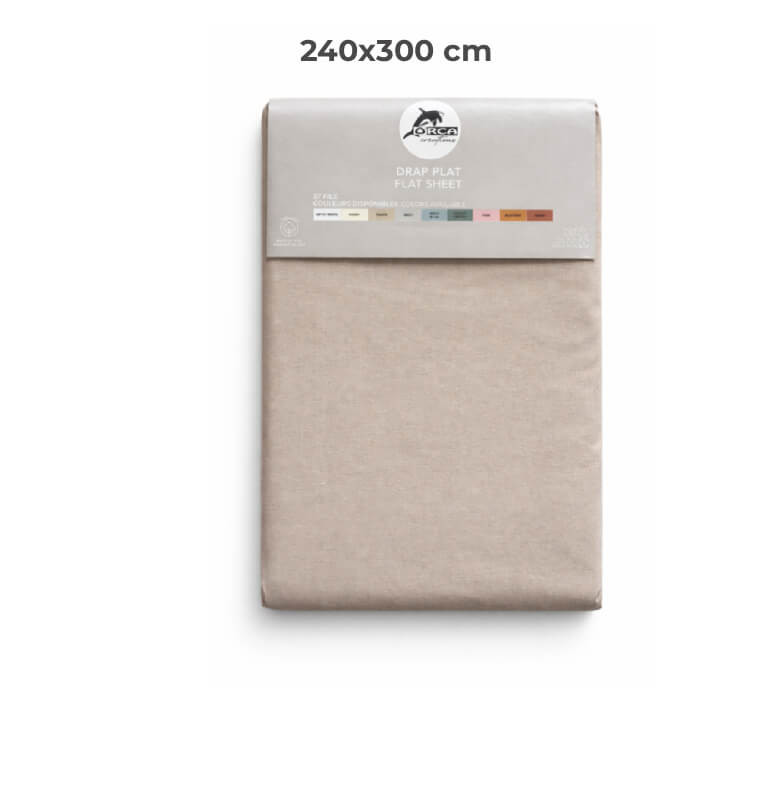 Drap plat 240 x 300 cm 100 % coton 57 fils taupe | Linge de lit , Dakar, Sénégal