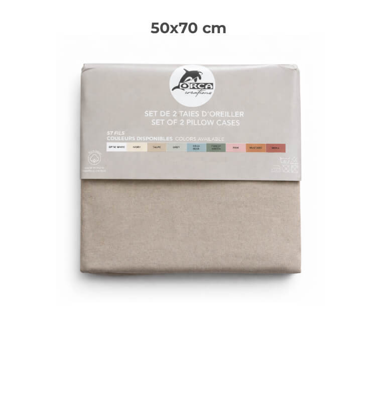 Set de 2 taies d’oreiller 50 x 70 cm 100 % coton 57 fils taupe | Linge de lit , Dakar, Sénégal