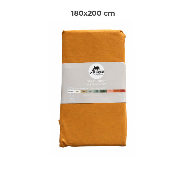 Drap housse 180 x 200 cm 100 % coton 57 fils moutarde | Linge de lit , Dakar, Sénégal