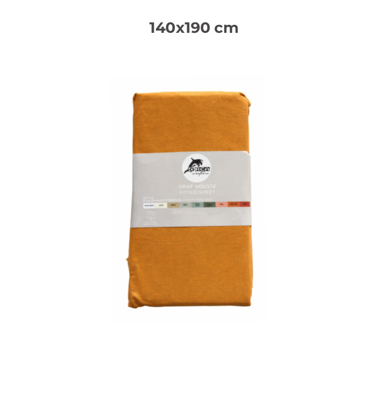 Drap housse 140 x 190 cm 100 % coton 57 fils moutarde | Linge de lit , Dakar, Sénégal
