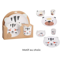Coffret repas enfant en mélamine 3 pièces motifs animaux