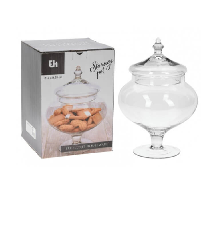 Bonbonnière en Verre sur pied avec couvercle, 17 x H28cm | Bocaux & bonbonnières | 7 600 CFA , dakar, Sénégal