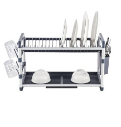 Egouttoir à vaisselle 2 niveaux en aluminium et plastique gris, 48,4 x 26,7 x 34,2 cm | Organisation | 21 800 CFA , dakar, Sé...