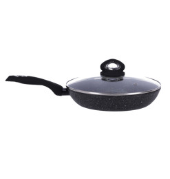 Poêle à frire profonde + couvercle 24 cm en aluminium antiadhésif effet granit, tous feux dont induction | Poêles | 15 500 CF...