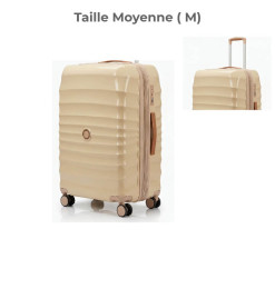 Valise trolley rigide 65 x 44 x 27.5 cm en polycarbonate beige rosé