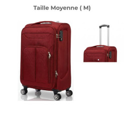Valise trolley souple 66 x 27 x 40 cm en tissu rouge