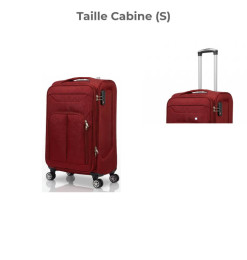 Valise trolley souple 56 x 24 x 35 cm en tissu rouge