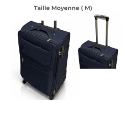 Valise trolley souple 66 x 27 x 40 cm en tissu bleu foncé