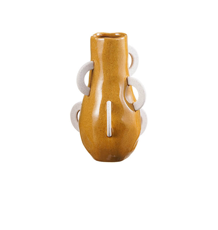 Vase en céramique moutarde et crème, 22 x 20 x 33 cm | Vases déco , Dakar, Sénégal