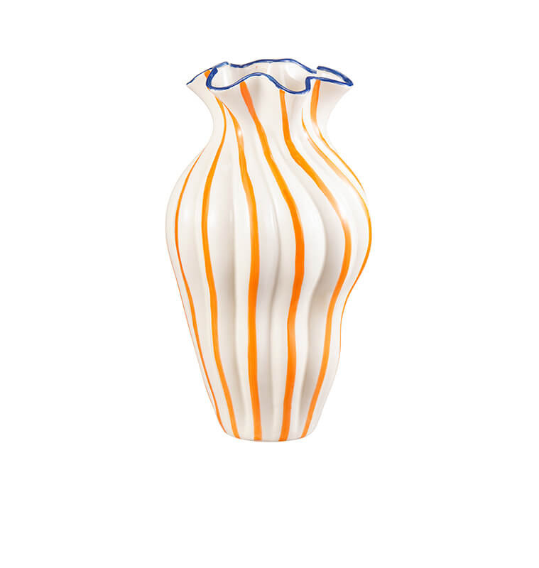 Vase en céramique bleu, orange et crème, 21,3 x 38,5 x 21,3 cm | Vases déco , Dakar, Sénégal