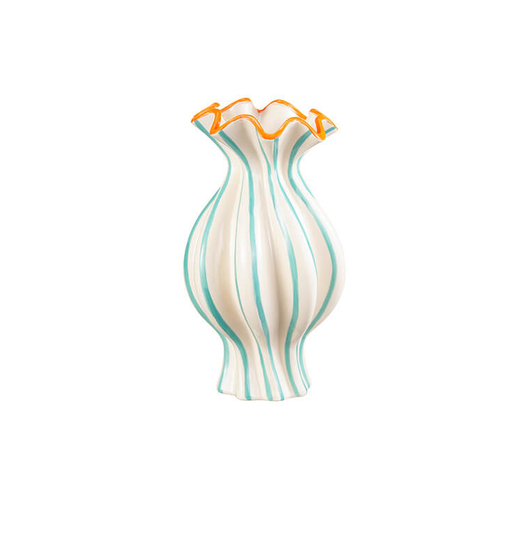 Vase en céramique vert, orange et crème, 17,5 x 17,5 x 33,5 cm | Vases déco , Dakar, Sénégal