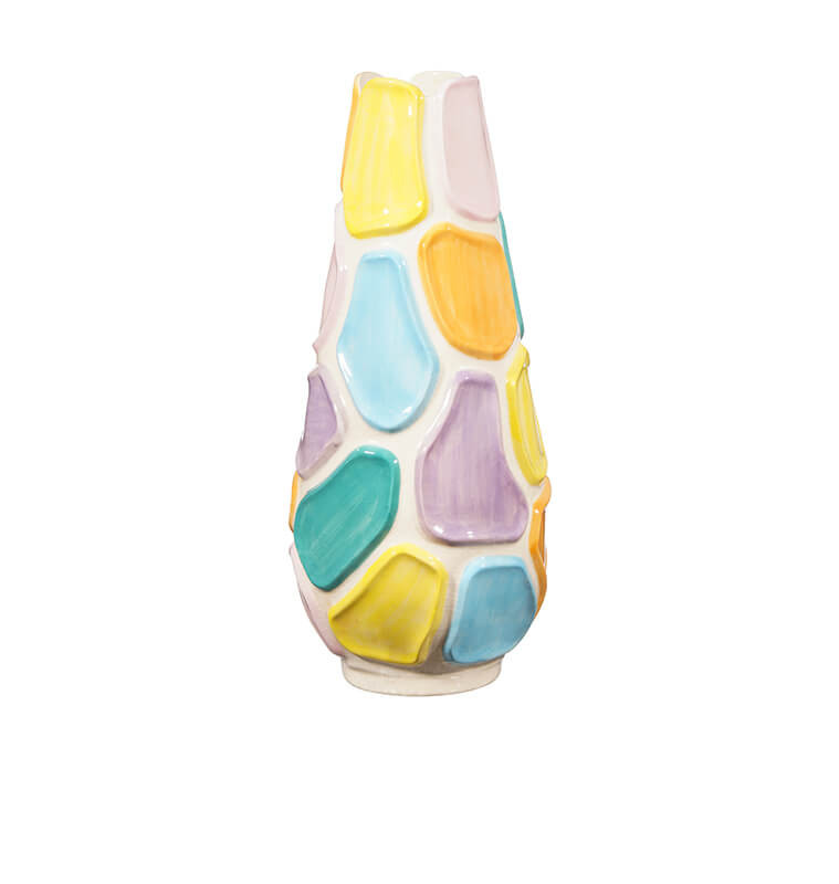 Vase en céramique blanc multicolore, 18,3 x 18,3 x 42,5 cm | Vases déco , Dakar, Sénégal