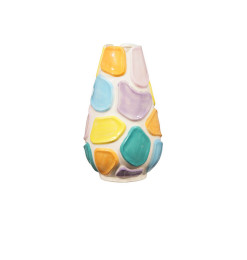 Vase en céramique blanc multicolore, 15,7 x 15,7 x 26 cm | Vases déco , Dakar, Sénégal