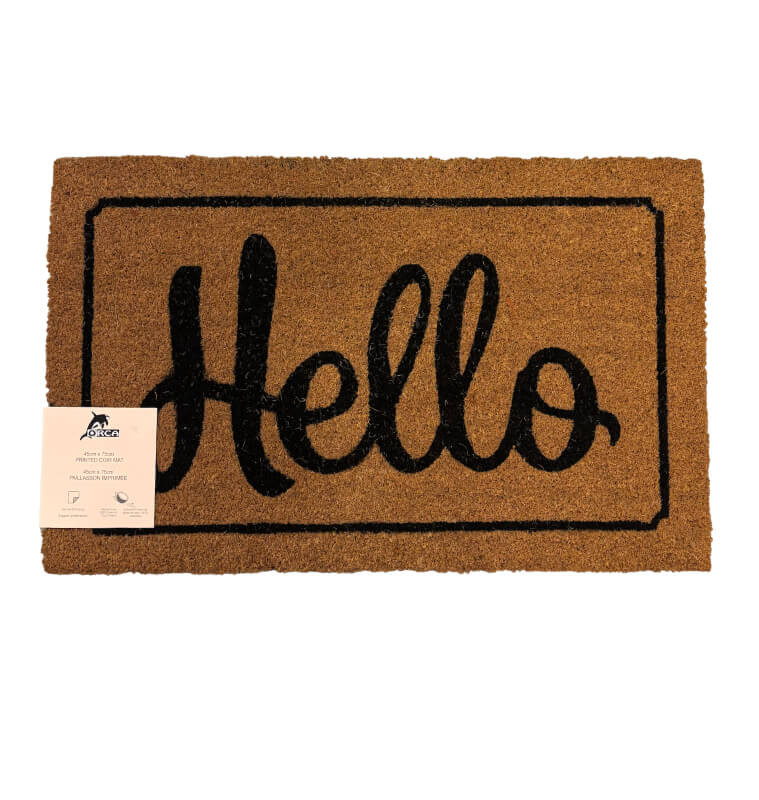 Paillasson Hello noir 45 x 75 cm en fibre de coco | Paillassons , Dakar, Sénégal