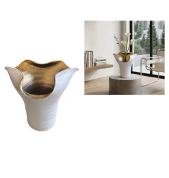 Vase en céramique blanc et or, 28,5 x 26 x 26,5 cm | Vases déco , Dakar, Sénégal