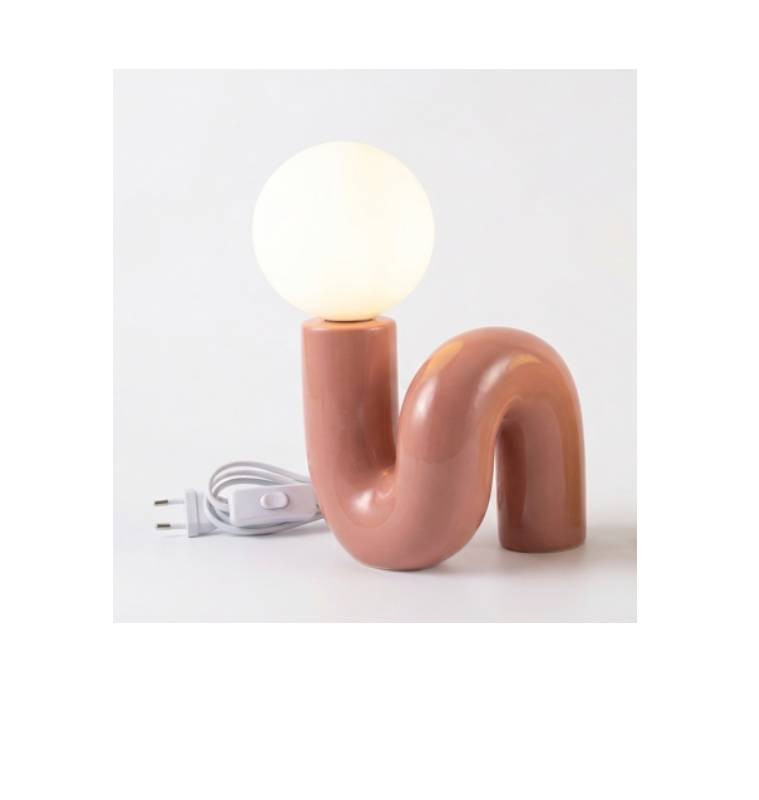 Lampe de chevet 13,5 x 13,5 x 14 cm en céramique saumon et globe blanc | Lampes de table, lampes de chevet , Dakar, Sénégal