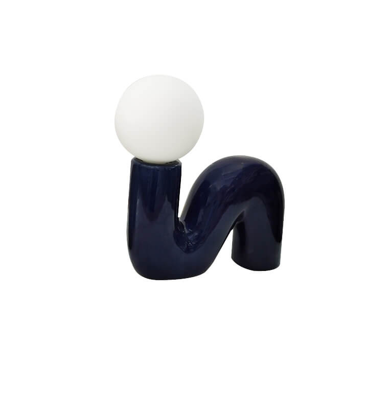 Lampe de chevet 20,5 x 6,3 x 14,5 cm en céramique bleu et globe blanc | Lampes de table, lampes de chevet , Dakar, Sénégal