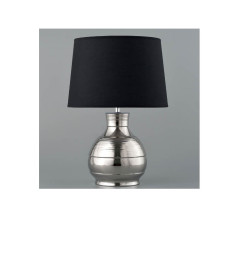 Lampe de table 30 x 44 cm en céramique argent et abat-jour noir | Lampes de table, lampes de chevet , Dakar, Sénégal