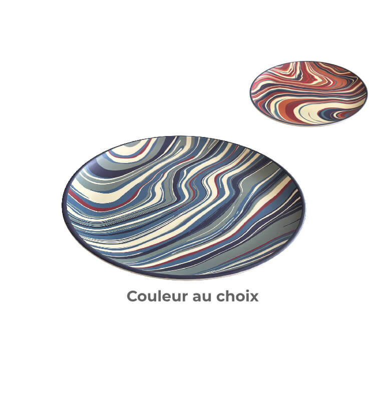 Assiette plate 27 cm 100% mélamine marbre marron ou bleu | Vaisselle en mélamine & plastique | 1 700 CFA , dakar, Sénégal