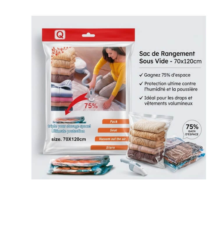 Sac de rangement sous vide 70 x 120 cm transparent | Dressing, penderie, rangement chaussures | 1 500 CFA , dakar, Sénégal