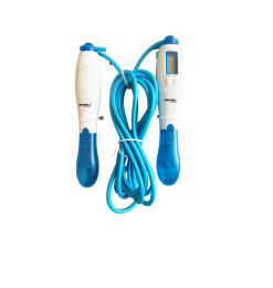 Corde à sauter 3 m avec compteur bleu/blanc