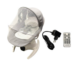 Fauteuil à bascule bébé télécommandé blanc et gris 46 x 28,6 x 39,2 cm