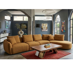 Canapé d'angle tissus camel Tissu bouclé premium, 400 x 98,5 x 89 cm + 2 coussins | 1 700 000 CFA | à Dakar