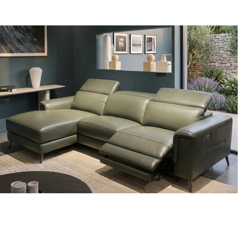 Salon d'angle en cuir vert foncé avec Mécanisme électrique | 2 910 000 CFA | à Dakar