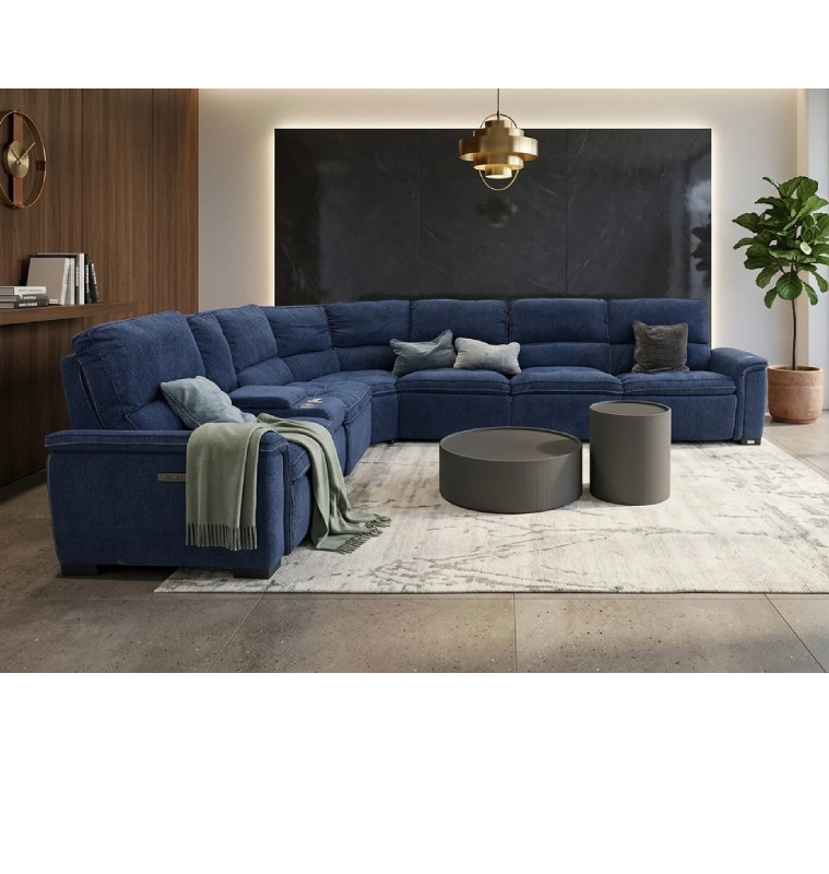 Salon d'angle tissus bleu navy, 392 x 347 x 99/103 cm + Mécanisme électrique | 2 560 000 CFA | à Dakar