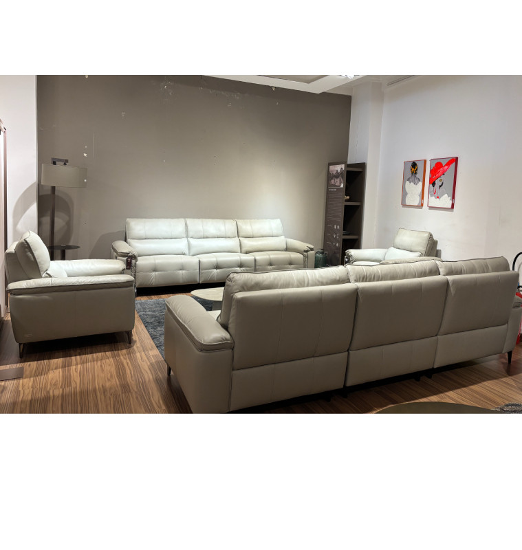 Salon 3+3+1+1 en cuir 100% gris | 6 360 000 CFA | à Dakar