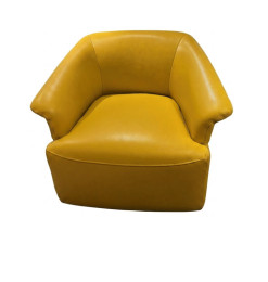 Fauteuil pivotant cuir et split jaune moutarde, 89 x 78 x 71 cm | 610 000 CFA | à Dakar