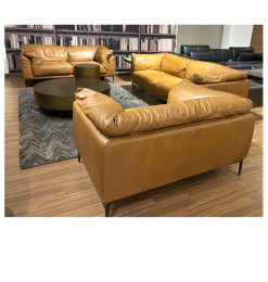 Salon 3 + 2 + 1,5 en cuir et split marron cognac | 4 150 000 CFA | à Dakar